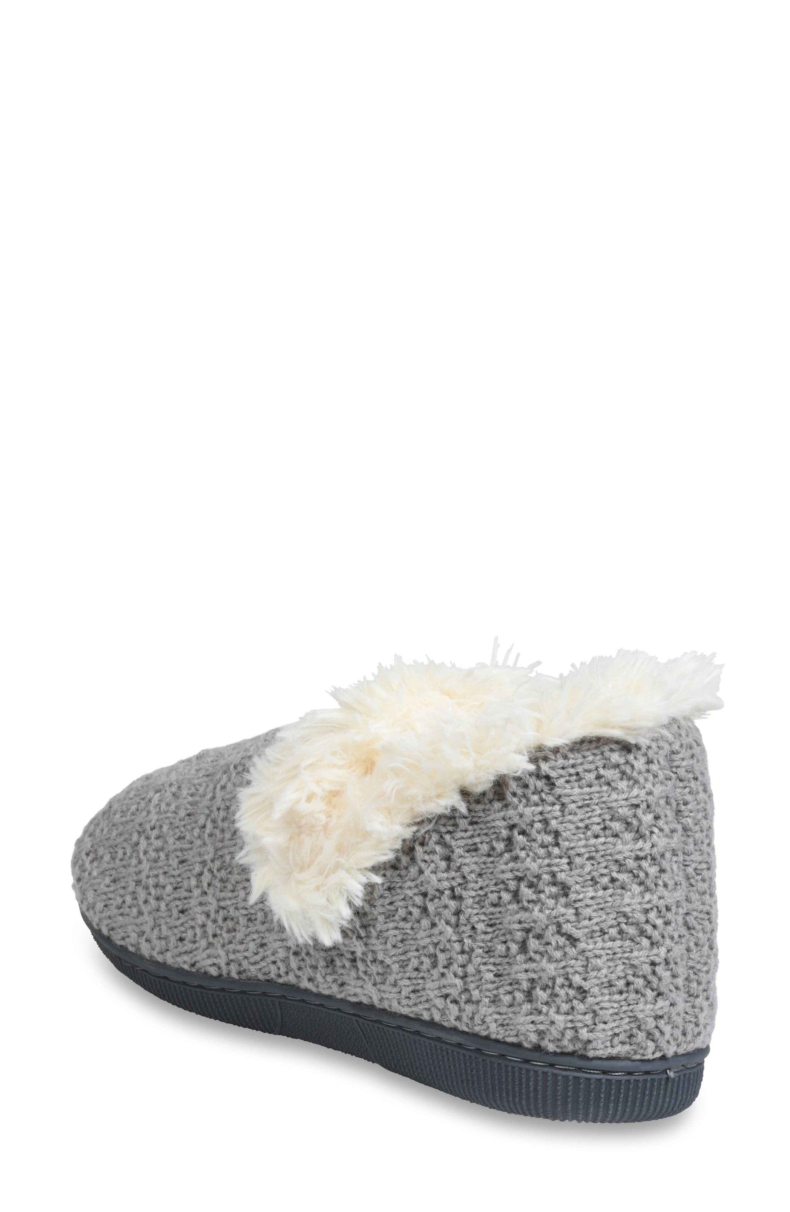 Knit & Faux Fur Slipper, Alternate, color, GREY