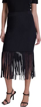 DKNY Fringe Rib Midi Skirt