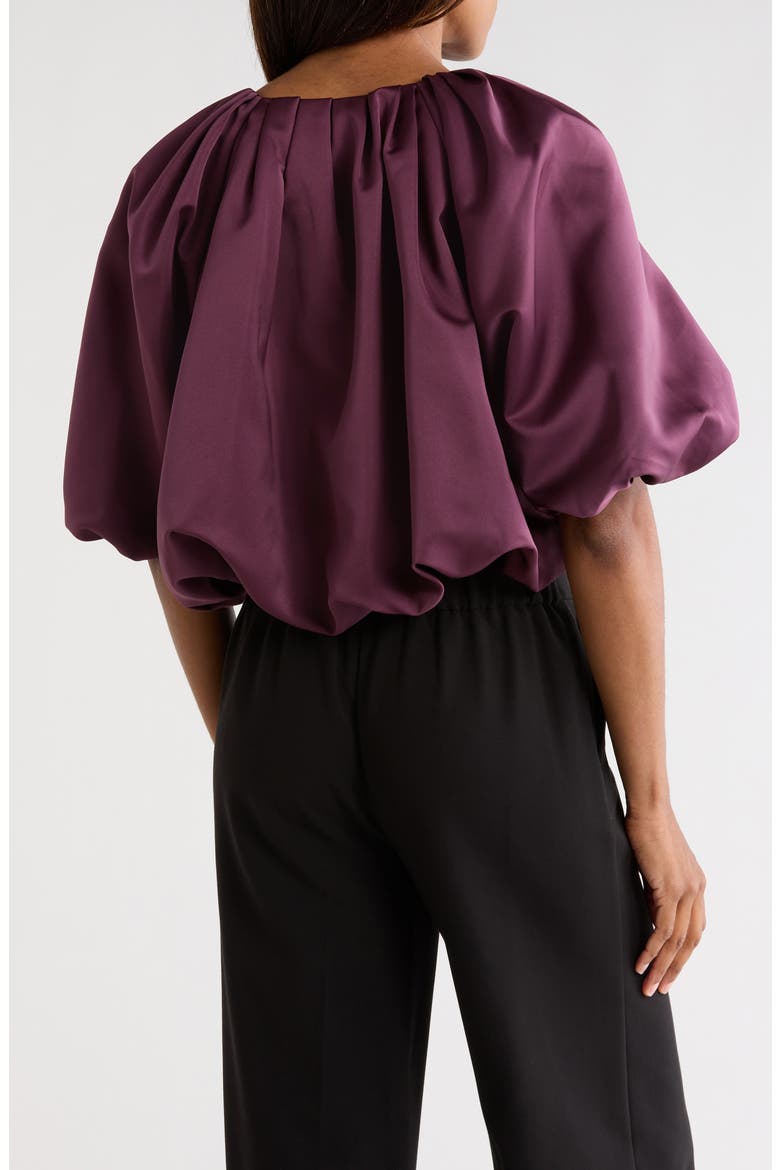 Techy Sateen Bubble Top, Alternate, color, PLUM