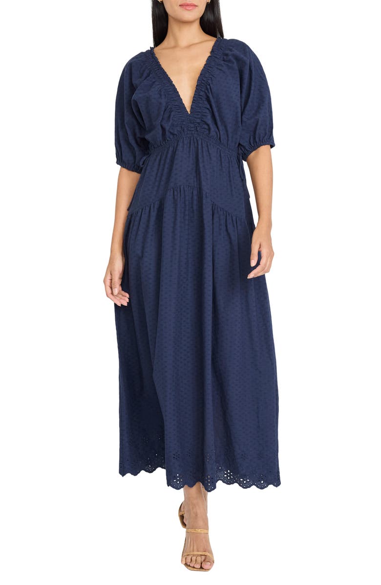 The Good Journey Blouson Sleeve Maxi Dress, Main, color, Naval Academy