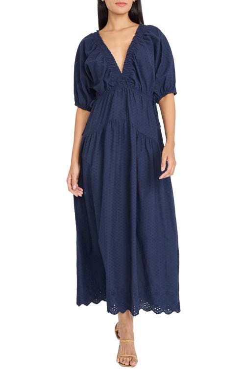 The Good Journey Blouson Sleeve Maxi Dress in Naval Academy  product