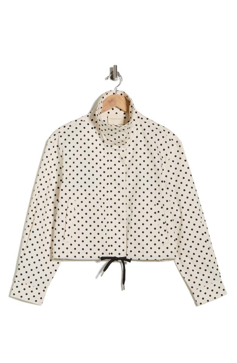 Current/Elliott Stand Collar Jacket, Main, color, White Black Polka Dot