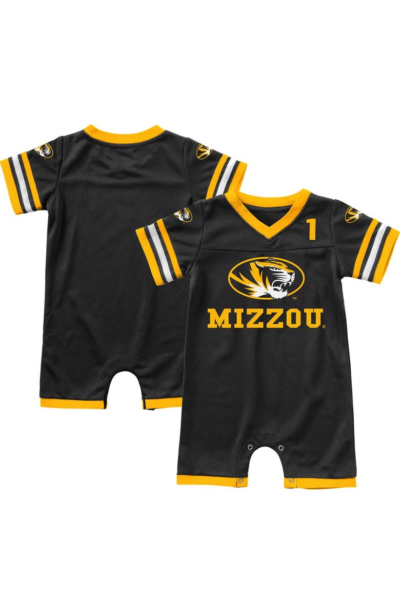 COLOSSEUM Newborn & Infant Colosseum Black Missouri Tigers Bumpo Football Romper, Main, color, Black
