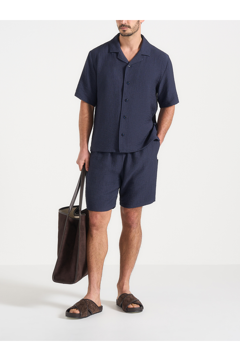 Ari Unisex Textured Shorts, Alternate, color, Navy