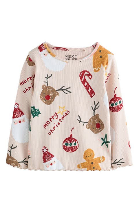 Kids' Rib Print Long Sleeve Top (Little Kid)