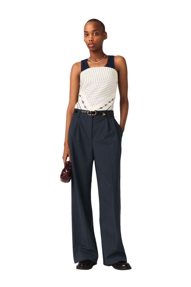 Striped suit trousers, Alternate, color, Navy