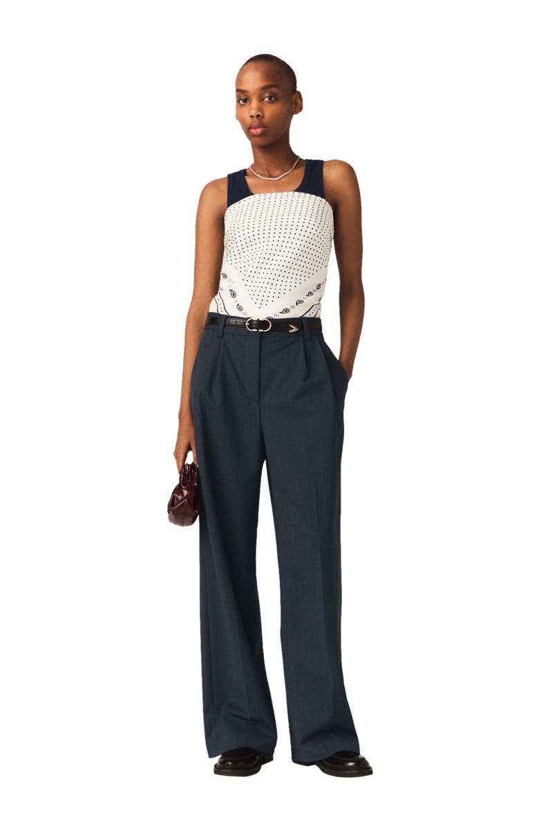 maje Striped suit trousers, Alternate, color, Navy