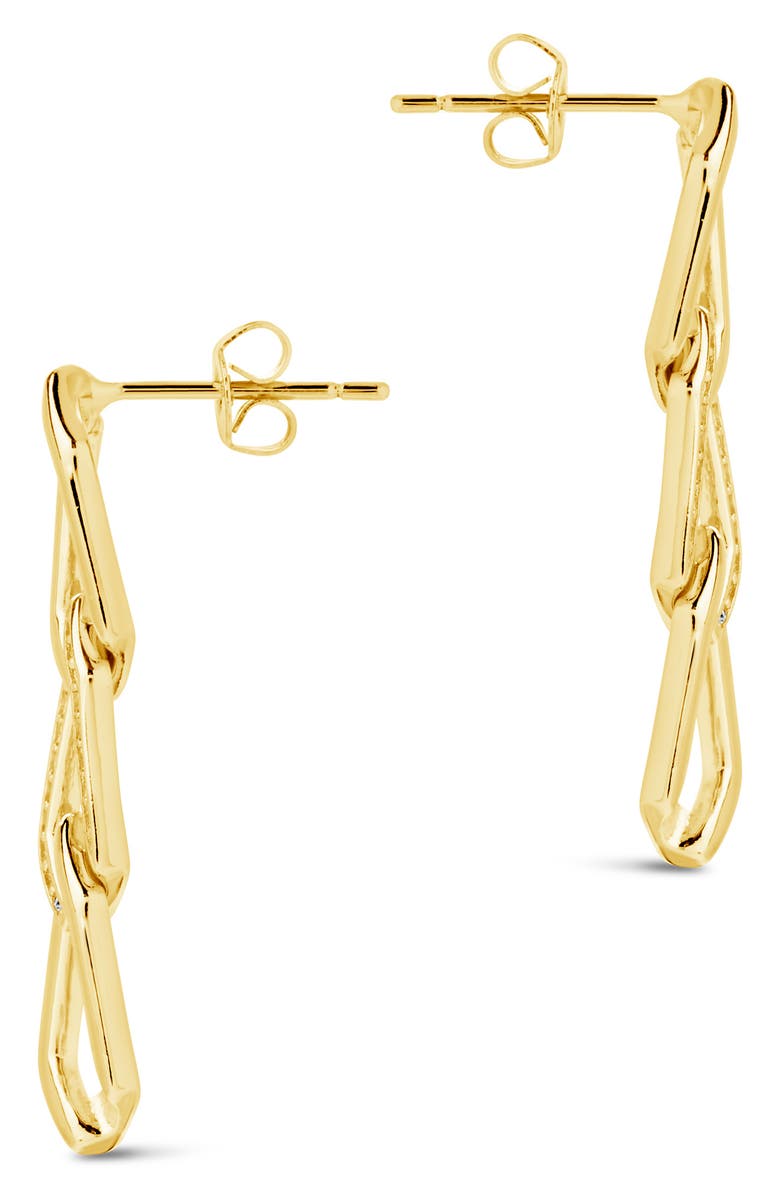 Sterling Forever Kinslee CZ Linear Drop Earrings, Alternate, color, Gold