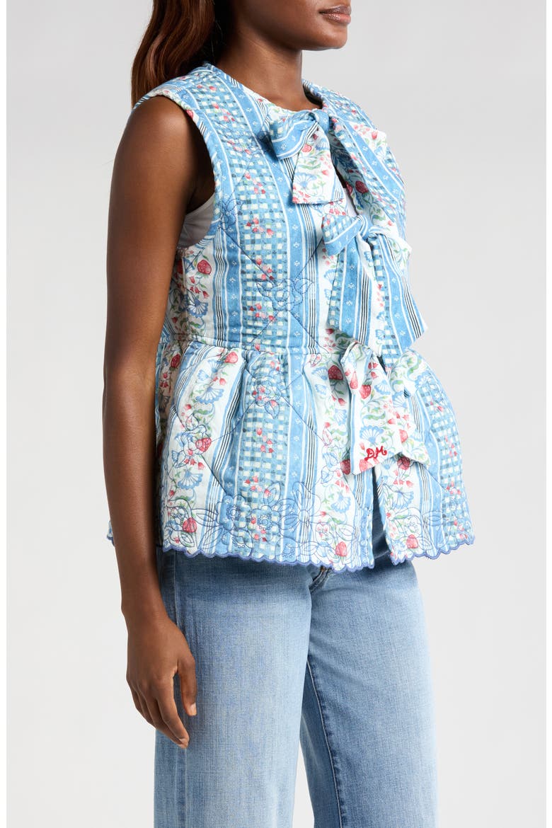 Catrin Tie Front Reversible Organic Cotton Vest, Alternate, color, BLUE