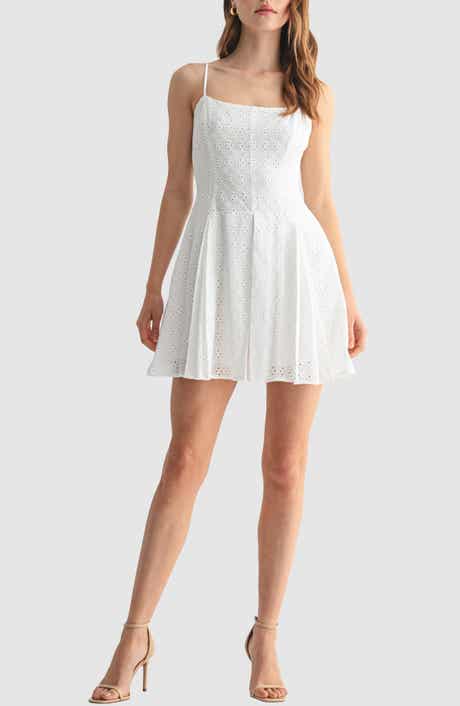 All in Favor Eyelet Fit & Flare Minidress