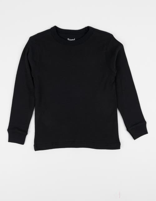 Leveret Kids Long Sleeve T-shirt, 100% Cotton, Solid Colors In Black
