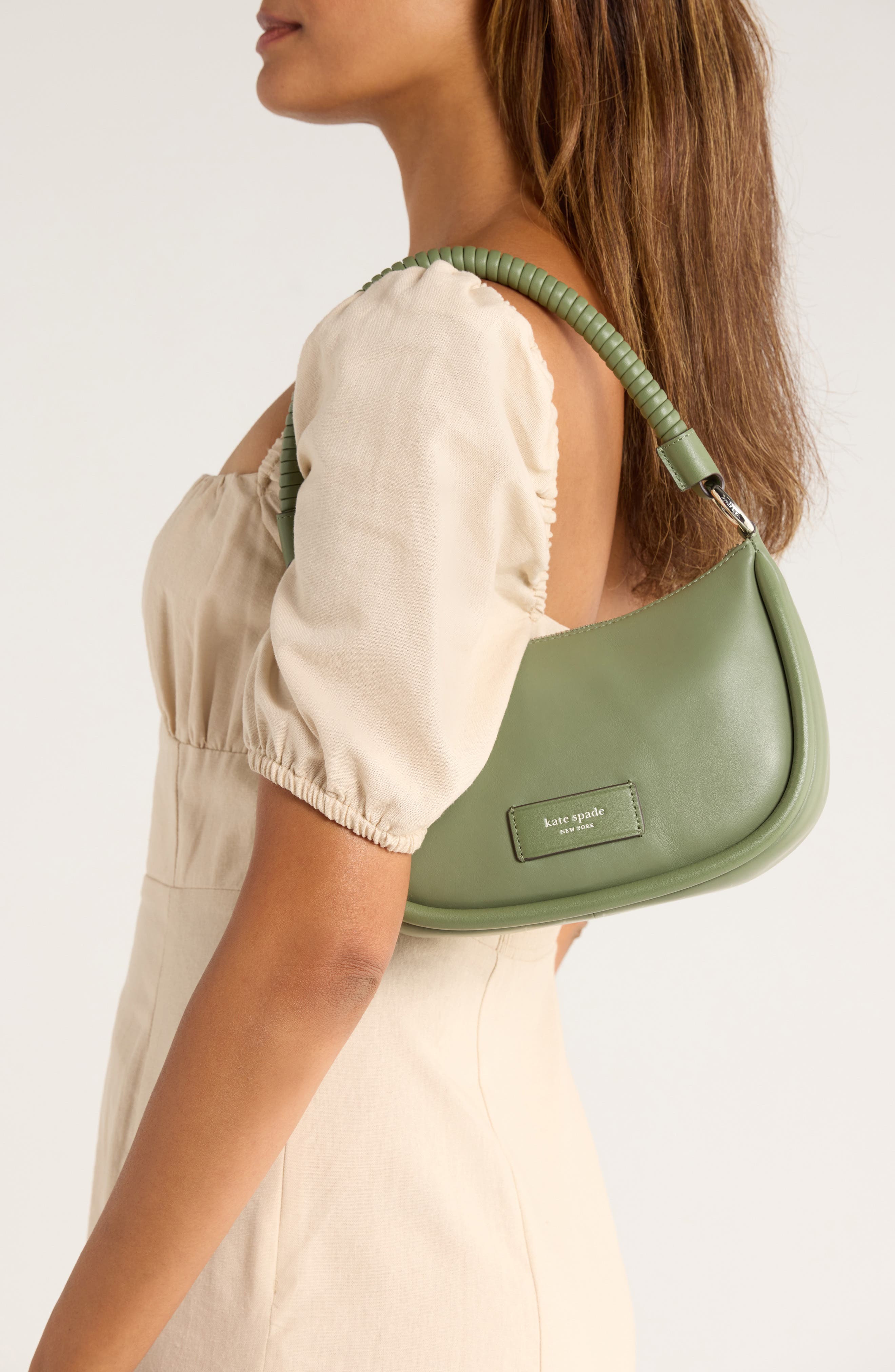 Kate Spade New York loop smooth leather shoulder bag, Alternate, color, Cedar Stand