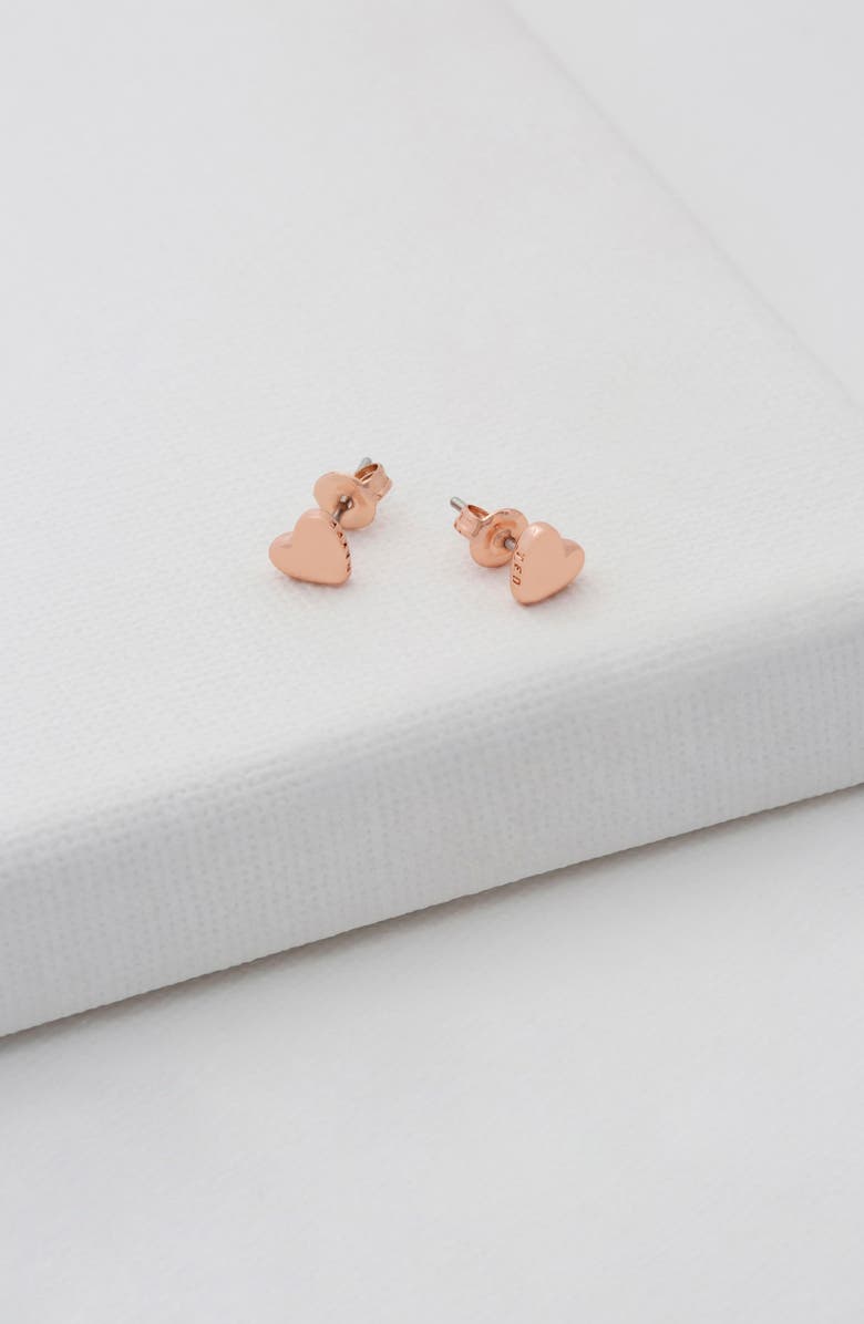 Ted Baker London Harly Heart Stud Earrings, Alternate, color, Rose Gold