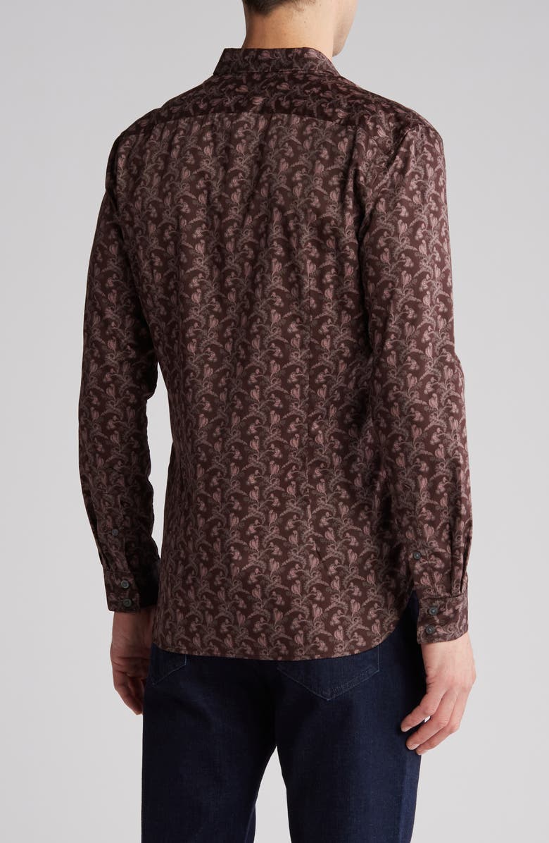John Varvatos Ross Floral Button-Up Shirt, Alternate, color, Wine
