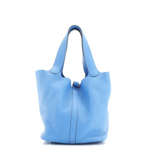 Pre-owned Hermes Hermes Picotin Lock Bag Clemence Mm In Blue