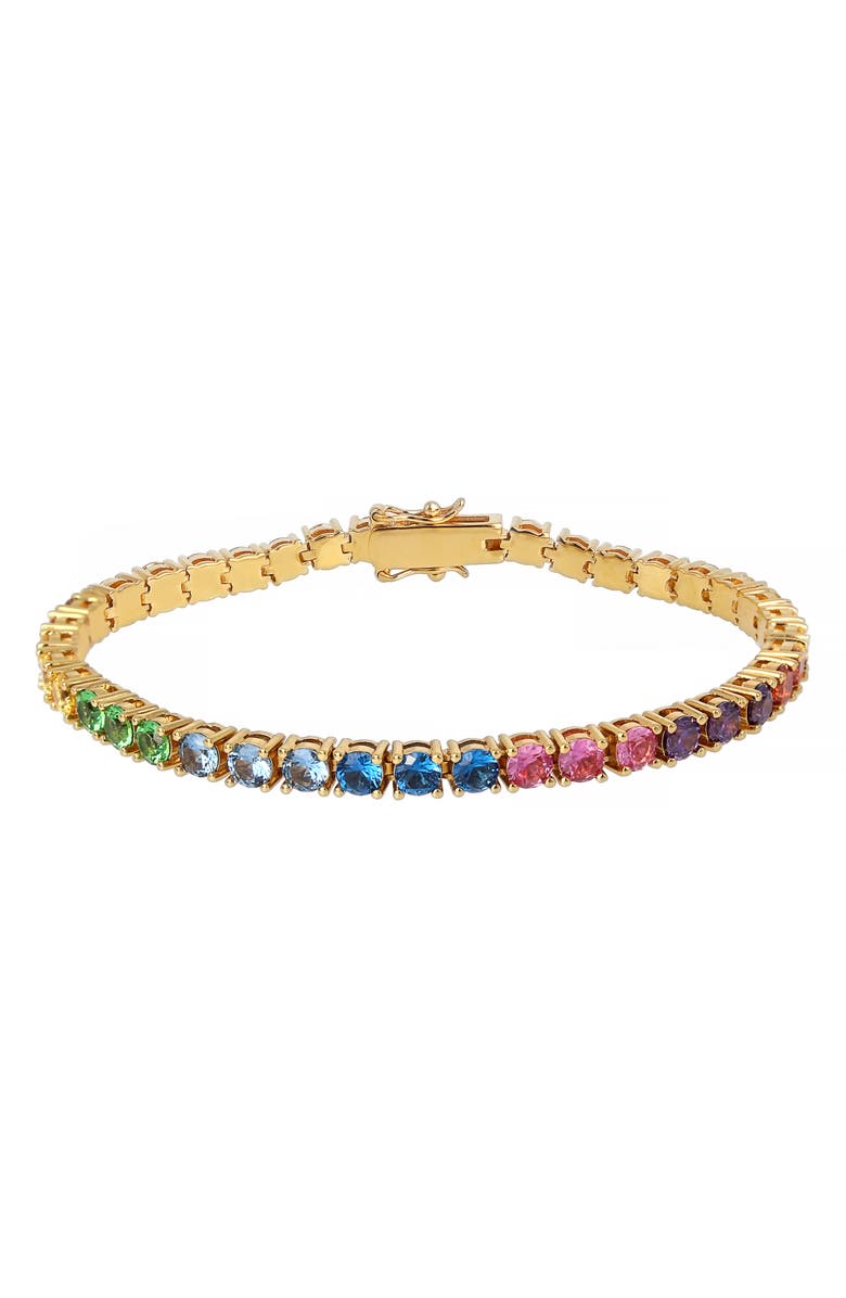 Kurt Geiger London Rainbow Crystal Tennis Bracelet, Main, color, Rainbow Multi