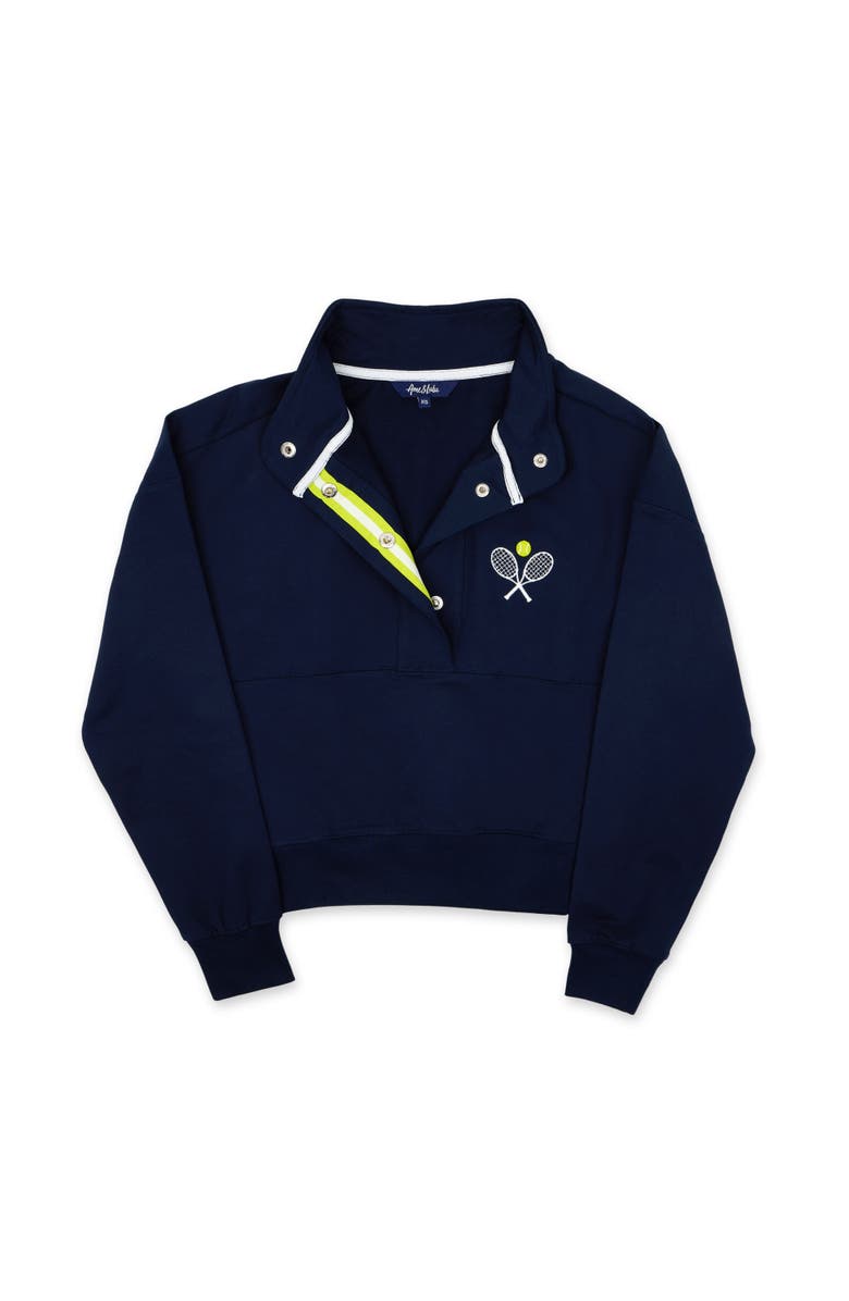 Ame & Lulu Warm Up Pullover, Main, color, Navy Classic Racquets