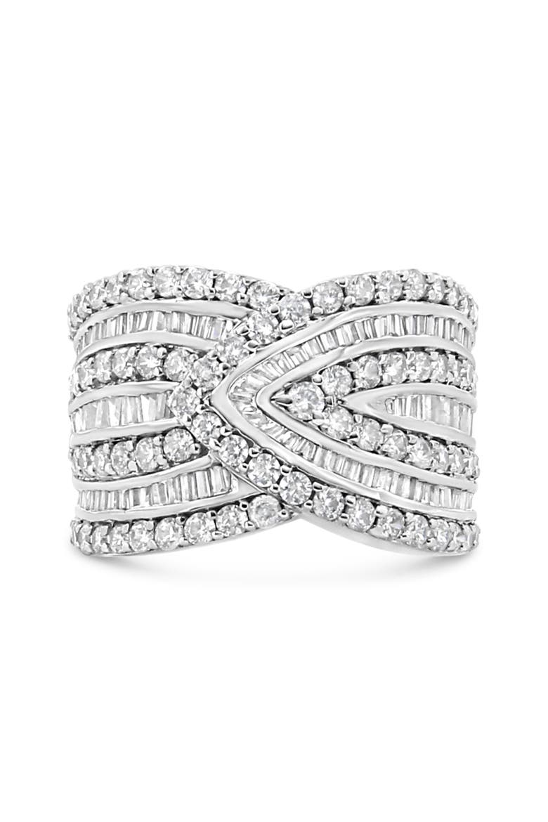 .925 Sterling Silver 2 3/8 Cttw Diamond Multi Row Overlay Band Ring, Main, color, Silver