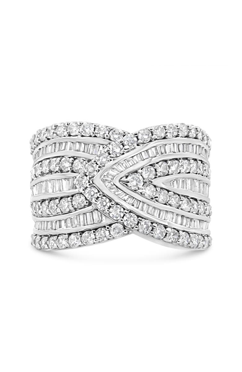 Haus of Brilliance .925 Sterling Silver 2 3/8 Cttw Diamond Multi Row Overlay Band Ring, Main, color, Silver