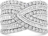 Haus of Brilliance .925 Sterling Silver 2 3/8 Cttw Diamond Multi Row Overlay Band Ring
