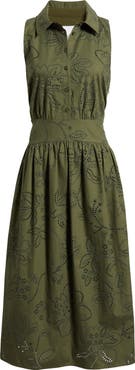 Sam Edelman Eyelet Sleeveless Midi Shirtdress