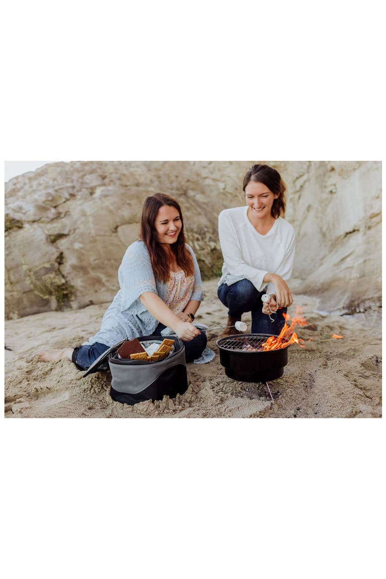 Caliente Portable Charcoal Grill & Cooler Tote, Alternate, color, BLACK WITH GRAY ACCENTS