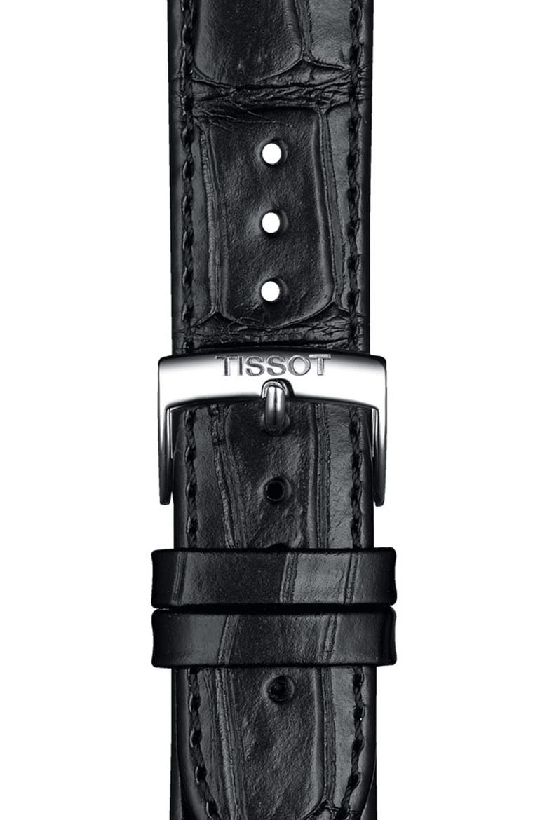 20mm Croc Embossed Leather Watchband, Alternate, color, BLACK