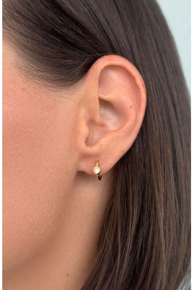 Set of 2 Cubic Zirconia Huggie Hoop Earrings, Alternate, color, GOLD