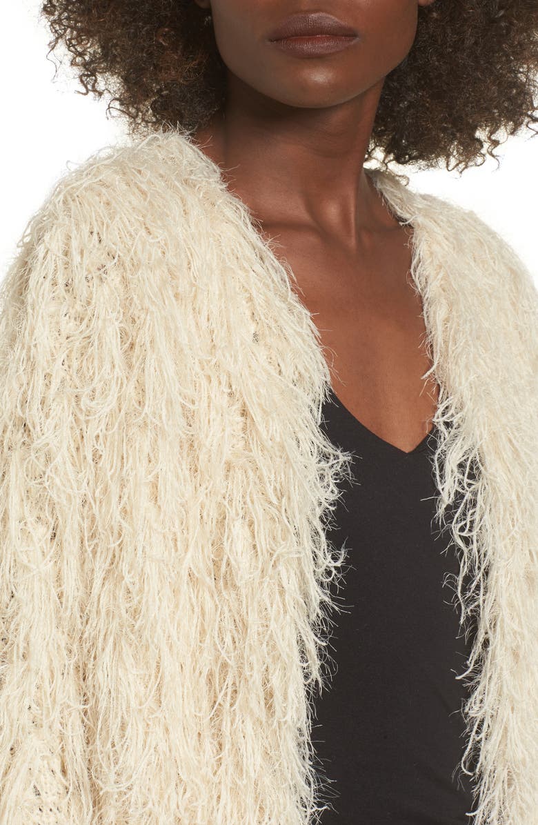 J.O.A. Faux Fur Cardigan, Alternate, color, 