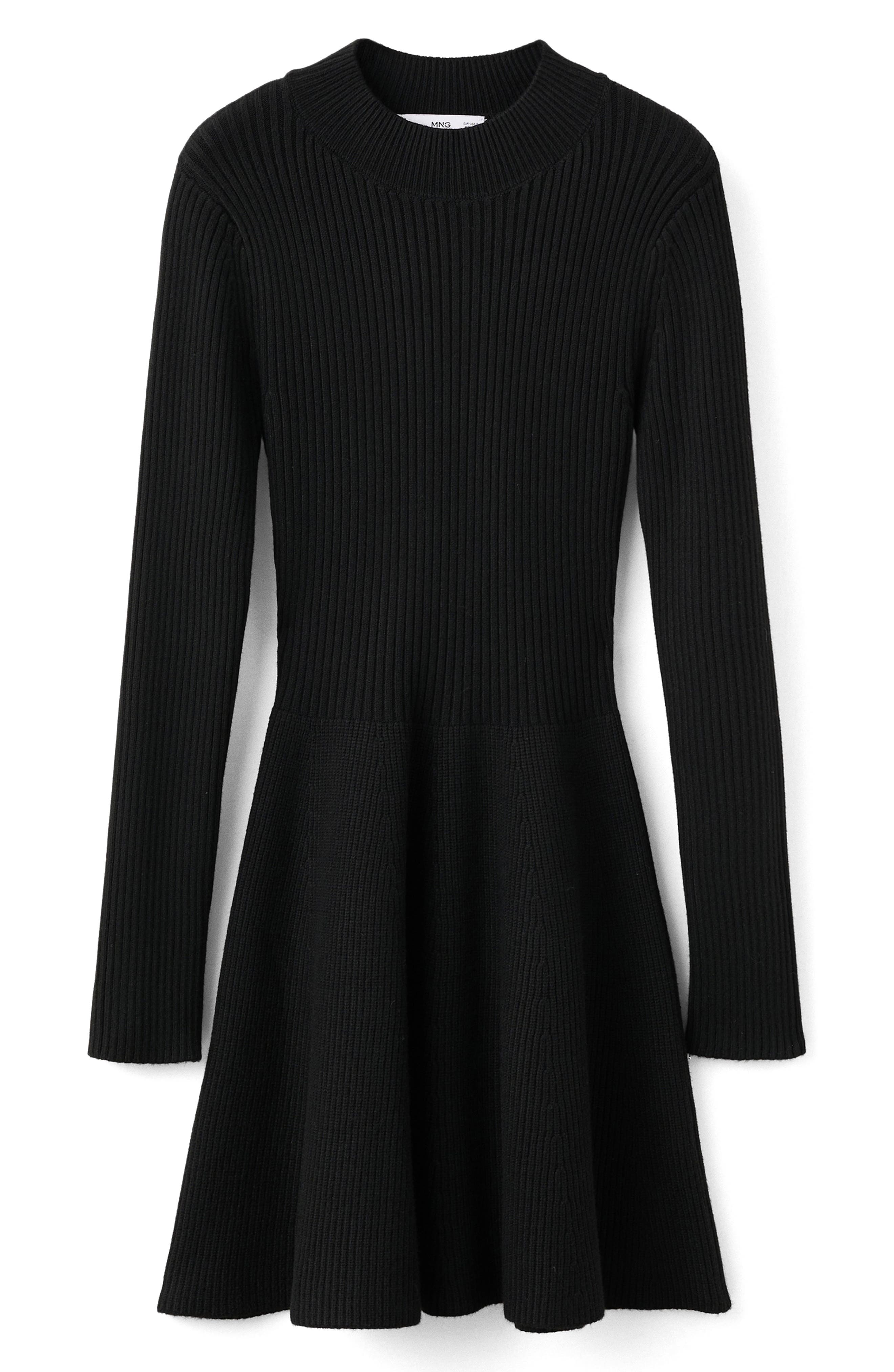 MANGO Long Sleeve Rib Sweater Dress