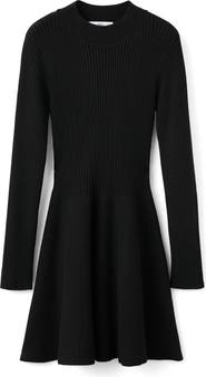 MANGO Long Sleeve Rib Sweater Dress