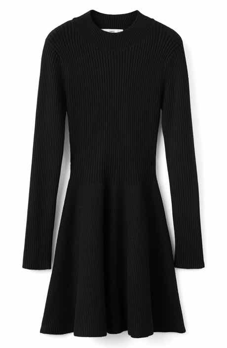 MANGO Long Sleeve Rib Sweater Dress