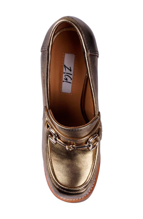 Zigi Thai Platform Bit Loafer Pump In Metallic Gold