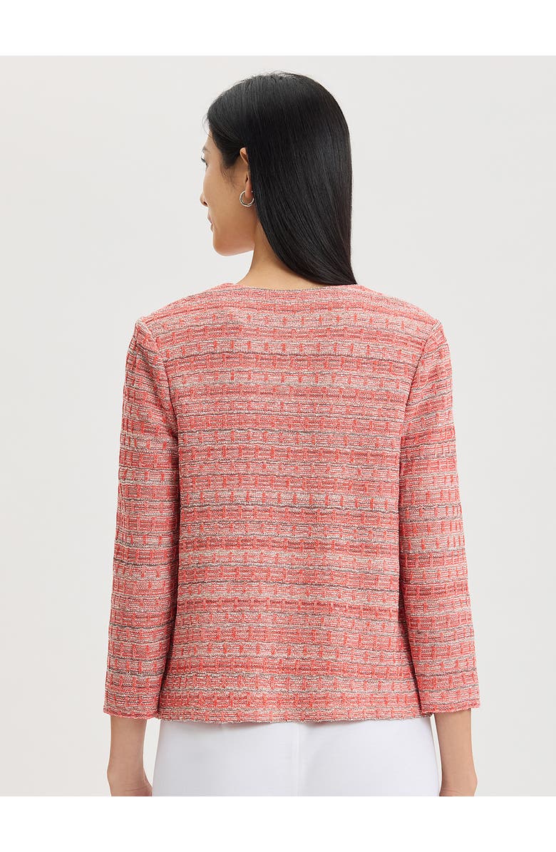 Misook Heritage Whipstitch Trim Knit Jacket, Alternate, color, Cherry/Biscotti/Black/Ivory
