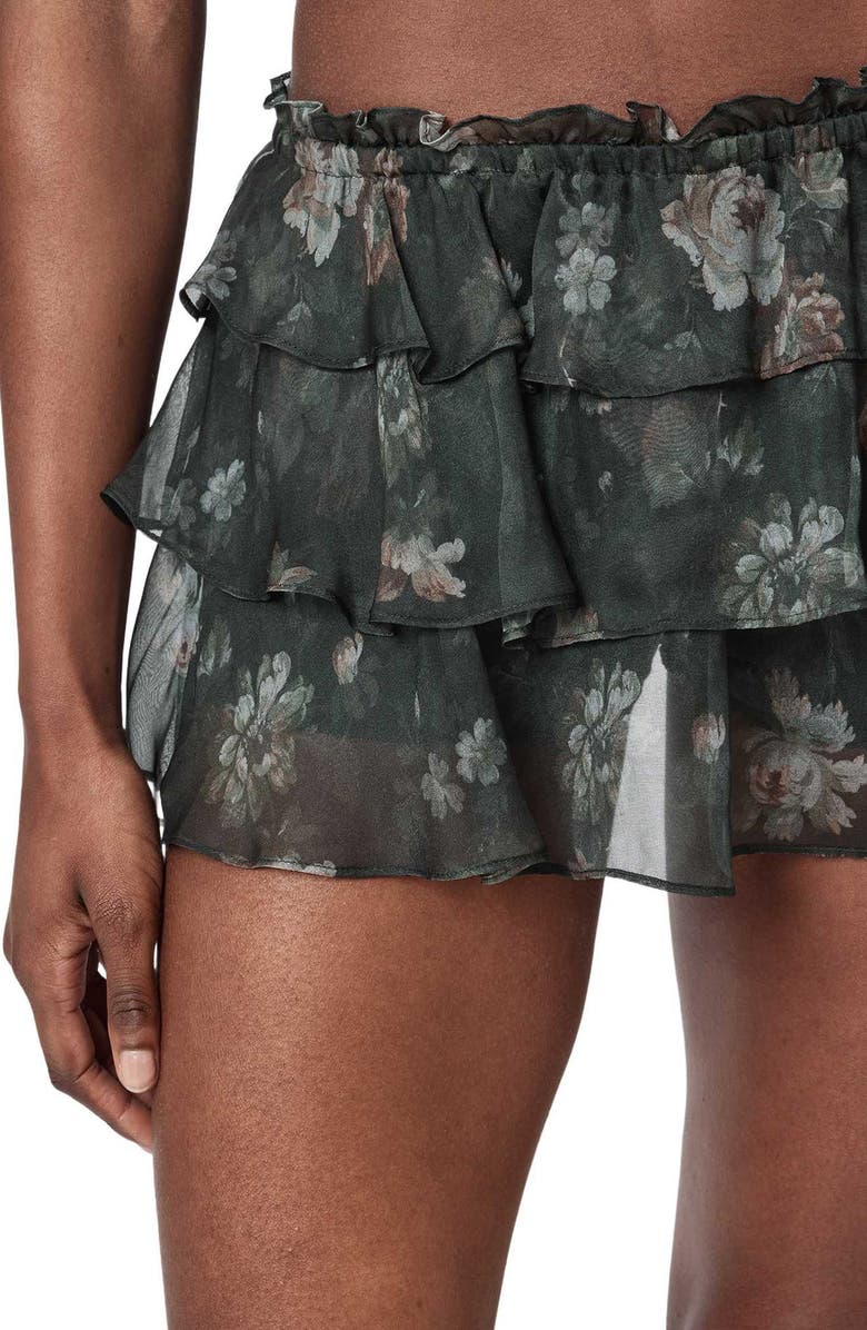 AllSaints Ruffle Silk Skort, Alternate, color, Jardinia Deep Green