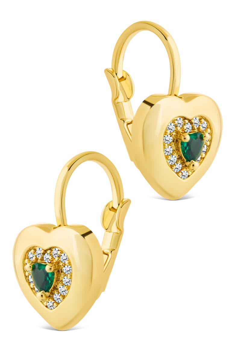 Monika Emerald Heart Drop Earrings, Alternate, color, GOLD