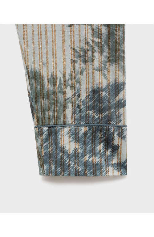 Mango Blurred Print Cotton Pajama Top In Green