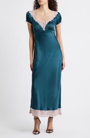 LoveShackFancy Taylis Lace Satin Maxi Dress