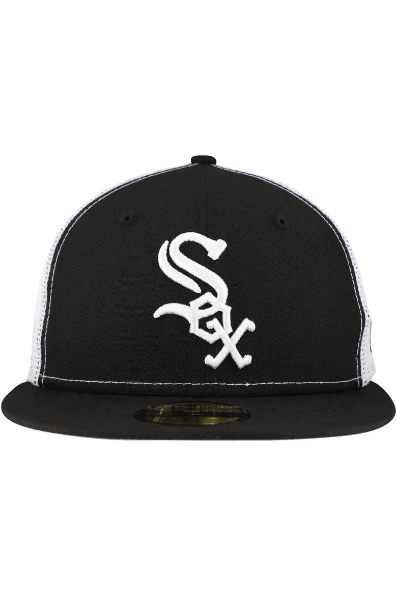 Men's New Era Black Chicago White Sox Team Color 59FIFTY Trucker Fitted Hat, Alternate, color, Black