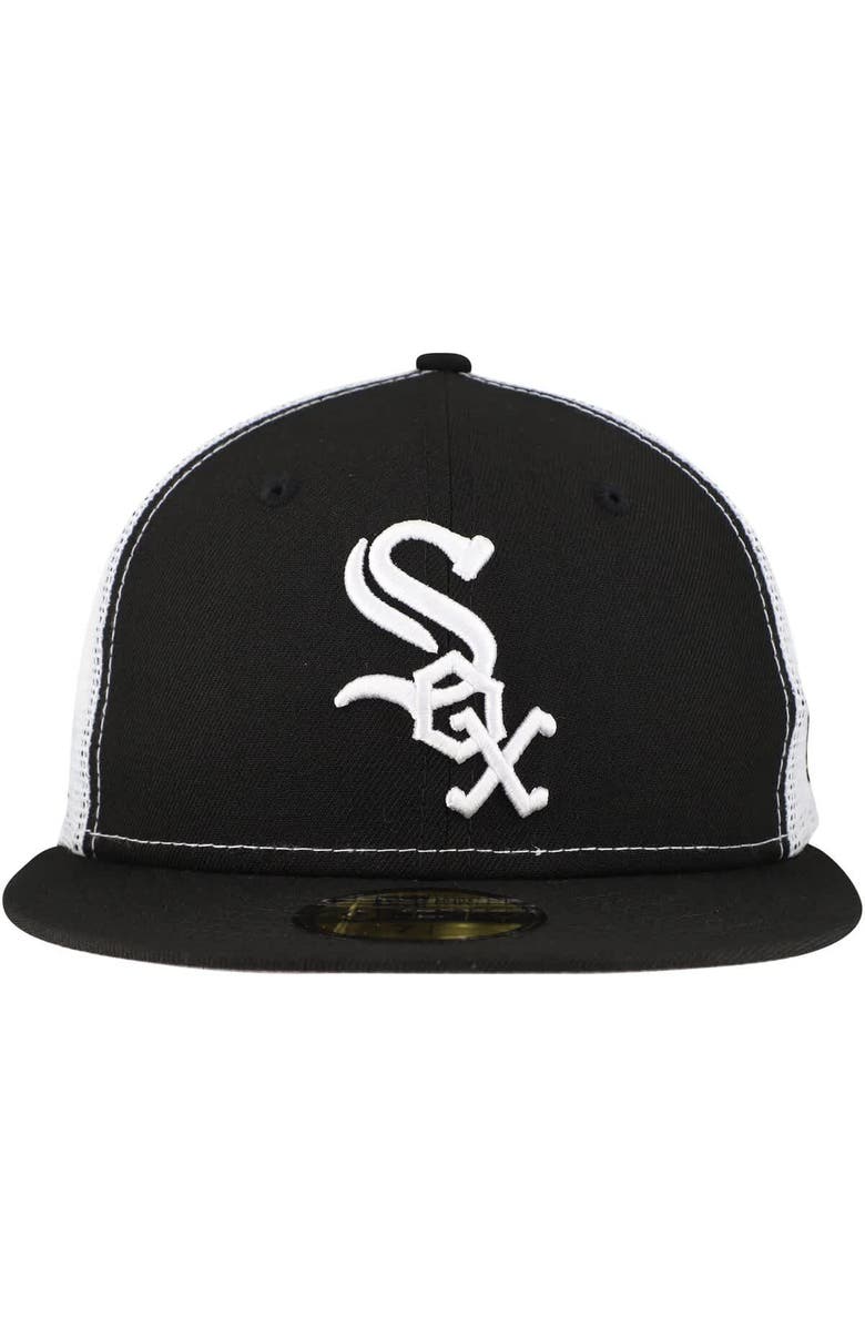 New Era Men's New Era Black Chicago White Sox Team Color 59FIFTY Trucker Fitted Hat, Alternate, color, Black
