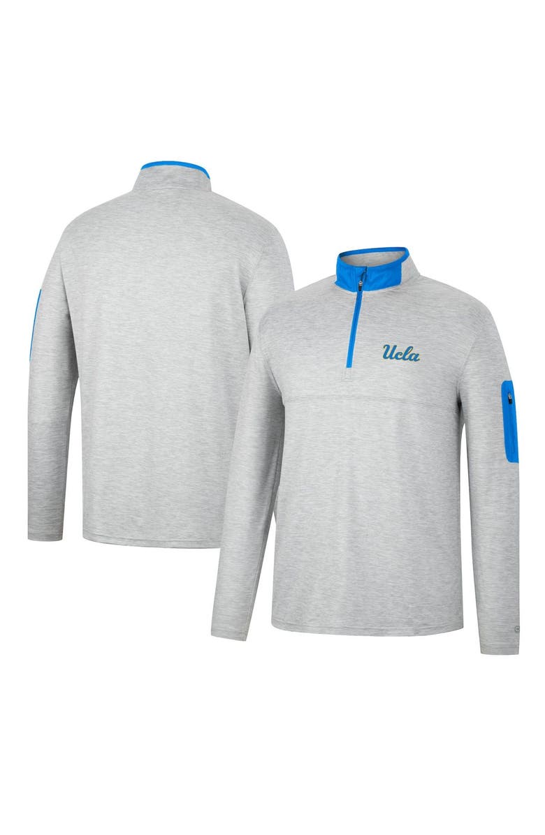 COLOSSEUM Men's Colosseum Heathered Gray/Blue UCLA Bruins Country Club Windshirt Quarter-Zip Jacket, Main, color, 