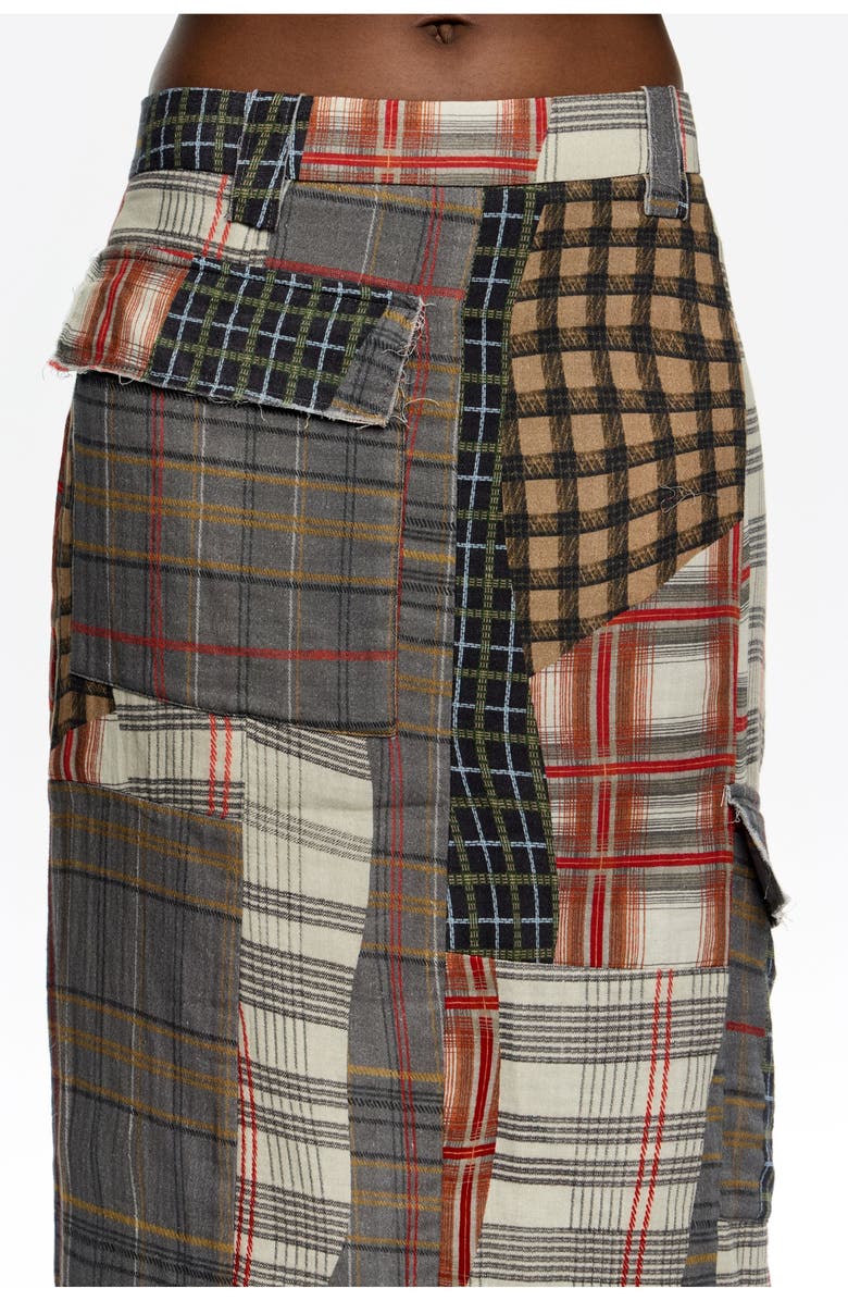 Bimba y Lola Patchwork Straight Midi Skirt, Alternate, color, Patchwork Brown