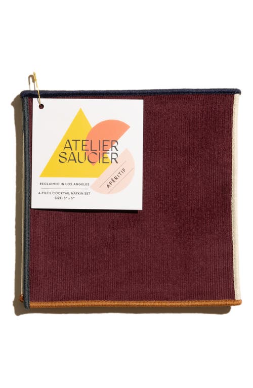 Atelier Saucier Clubhouse Set Of 4 Cocktail Napkins In Red