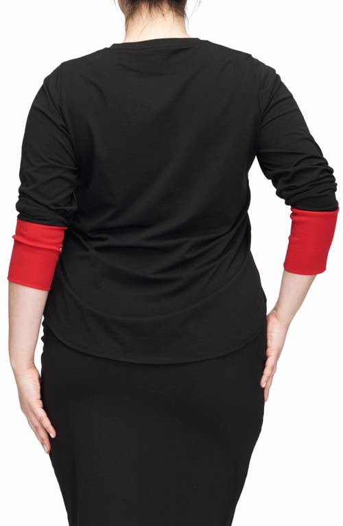 Universal Standard Rhine Colorblock Cuff Top In Black