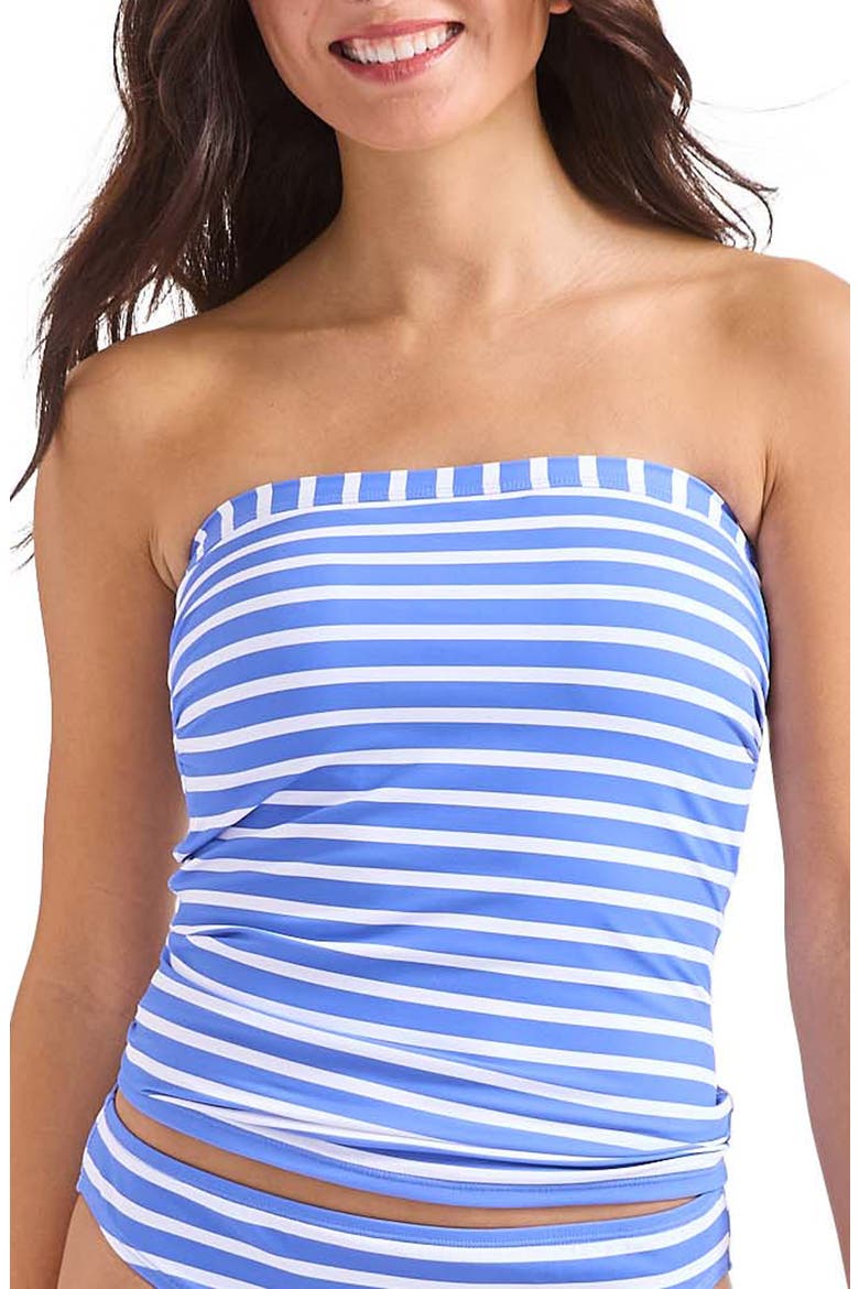 Coastline Stripe Bandini Strapless Tankini Top, Main, color, PARADISO BLUE