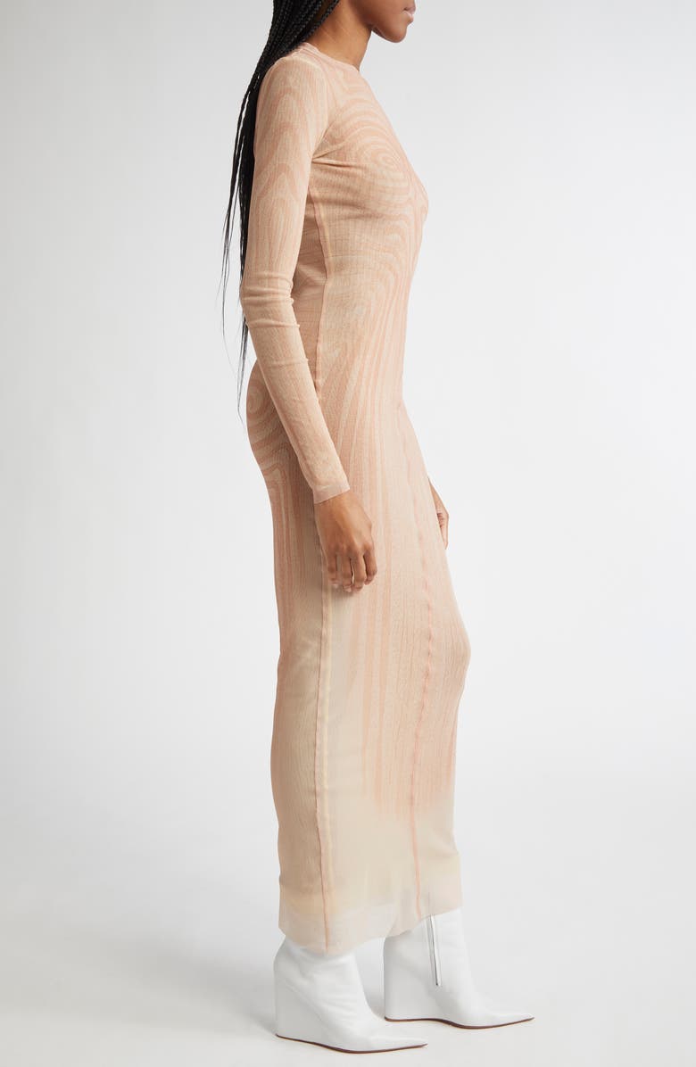 Jean Paul Gaultier Spiral Long Sleeve Mesh Dress, Alternate, color, 