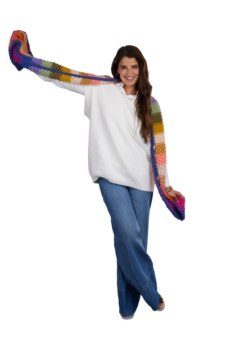 Mayflower Rainbow Knit Scarf, Alternate, color, MULTI