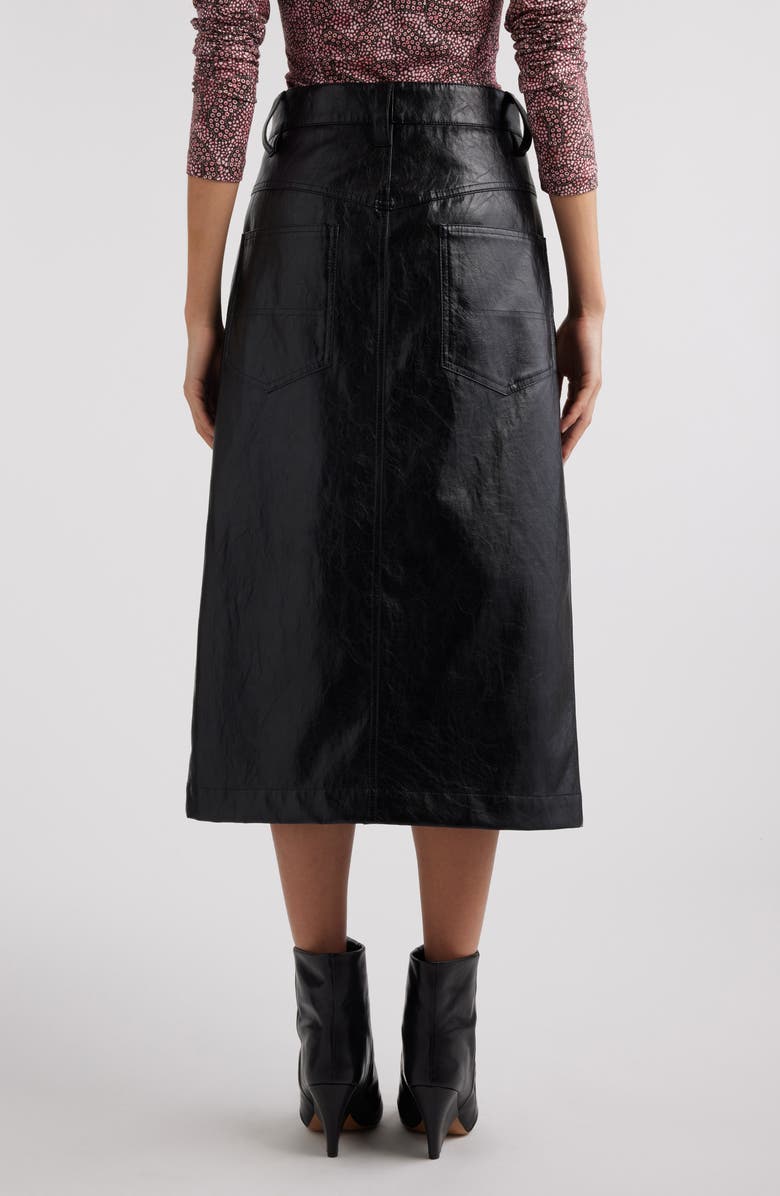 Isabel Marant Étoile Angele Faux Leather Midi Skirt, Alternate, color, Black