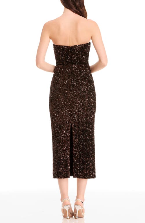 Dress The Population Vada Paillette Strapless Gown In Brown