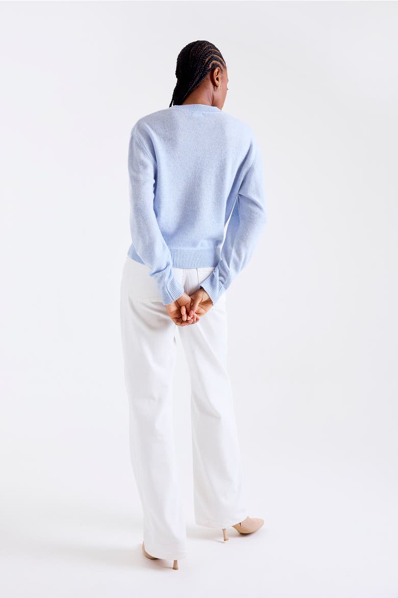 Vee V-Neck 100% Cashmere Sweater, Alternate, color, AZURE